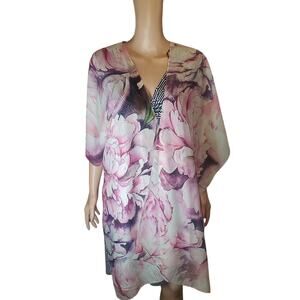 JCSunny Just Classic Floral Cotton Kimono Cardigan Cover Up OS NWT Pink Peony